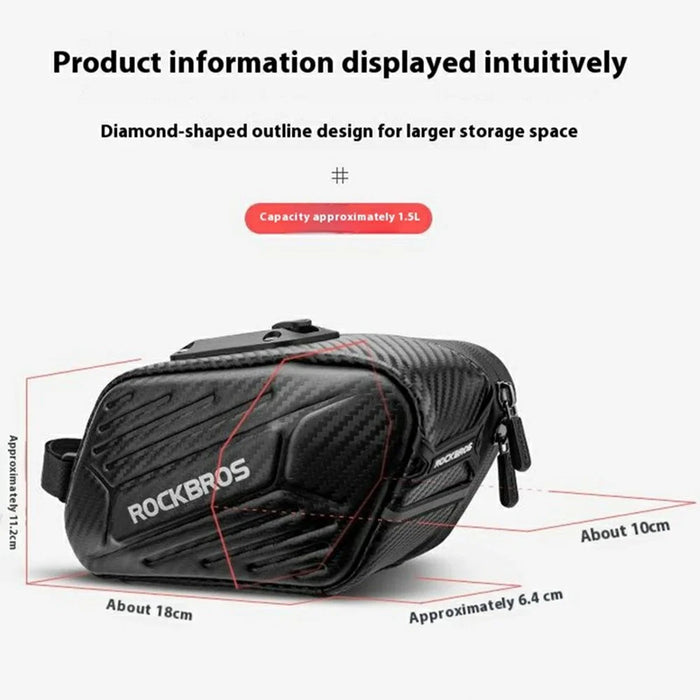 ROCKBROS B59 1.5L For MTB Road Bike Hard Shell Saddle Bag Waterproof Reflective Rear Seatpost Pack - 6