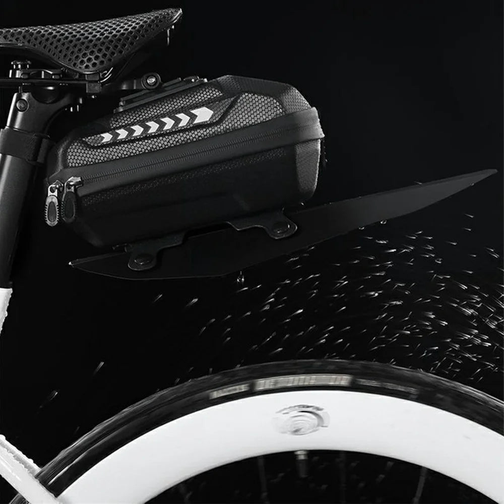 WEST BIKING YP0707420 2L Hard Shell Waterproof PU Leather Bicycle Saddle Bag with Detachable Fender - 3