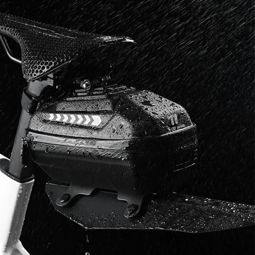 WEST BIKING YP0707420 2L Hard Shell Waterproof PU Leather Bicycle Saddle Bag with Detachable Fender - 4
