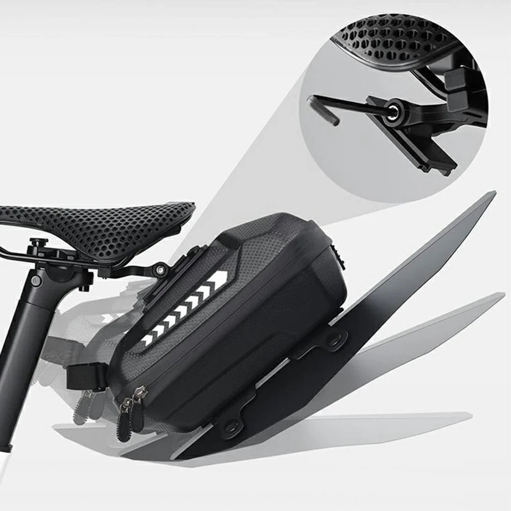 WEST BIKING YP0707420 2L Hard Shell Waterproof PU Leather Bicycle Saddle Bag with Detachable Fender - 5