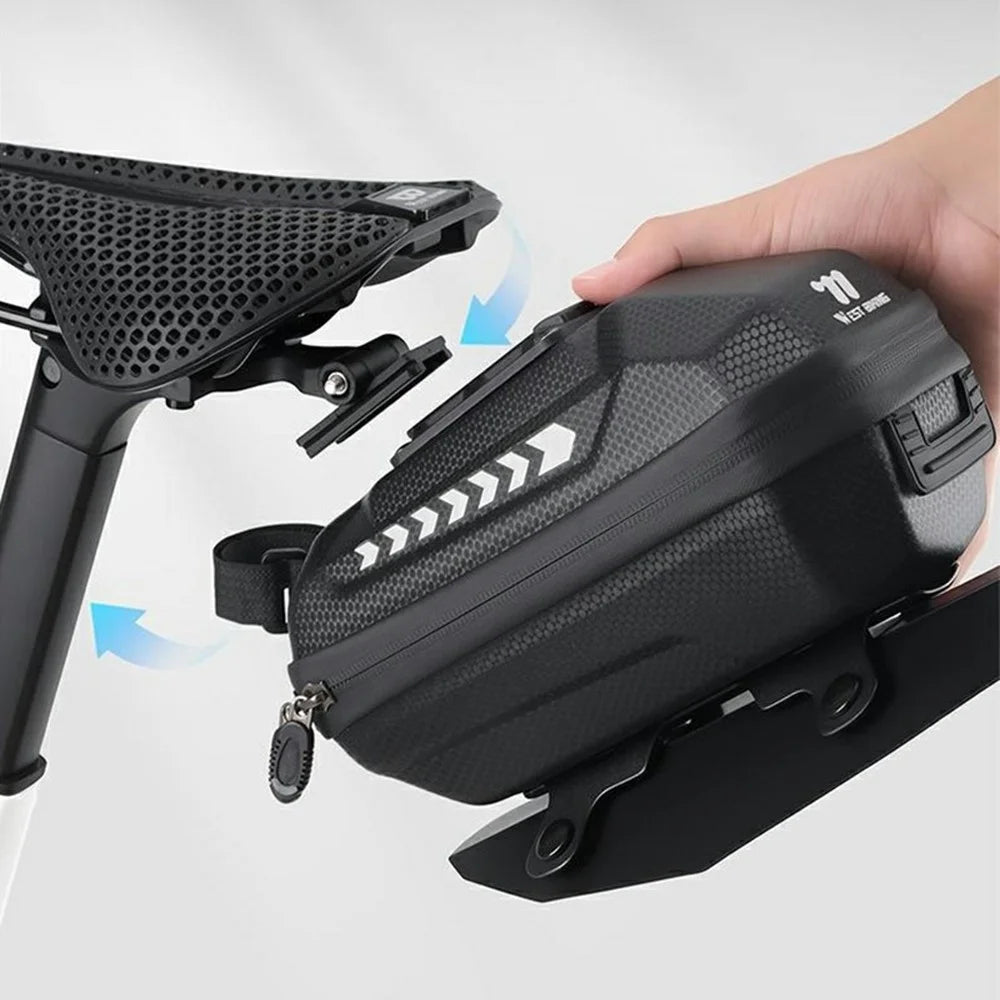 WEST BIKING YP0707420 2L Hard Shell Waterproof PU Leather Bicycle Saddle Bag with Detachable Fender - 6