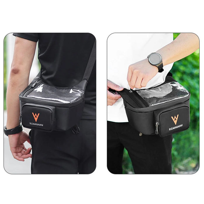 RZAHUAHU Multifunctional Front Handlebar Bag Waterproof Touchscreen Phone Pouch for Navigation Cycling - 3