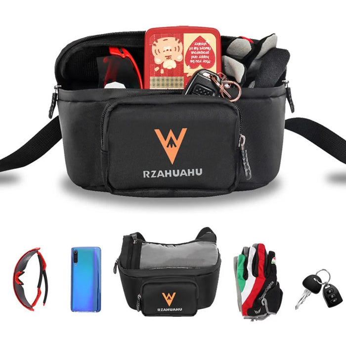 RZAHUAHU Multifunctional Front Handlebar Bag Waterproof Touchscreen Phone Pouch for Navigation Cycling - 4