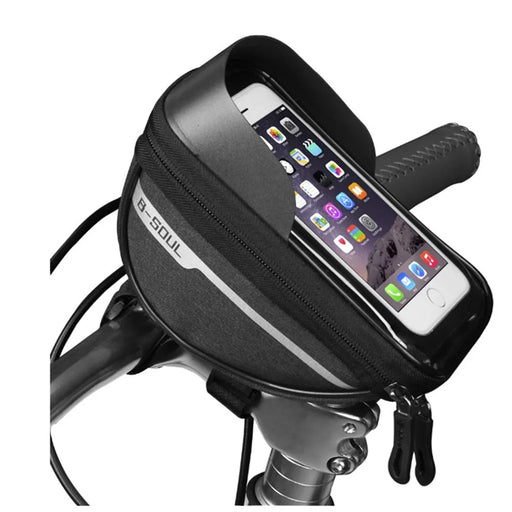 B-SOUL Anti-splash Touch Screen Mobile Phone Bag Bicycle Front Bag - Black - 1