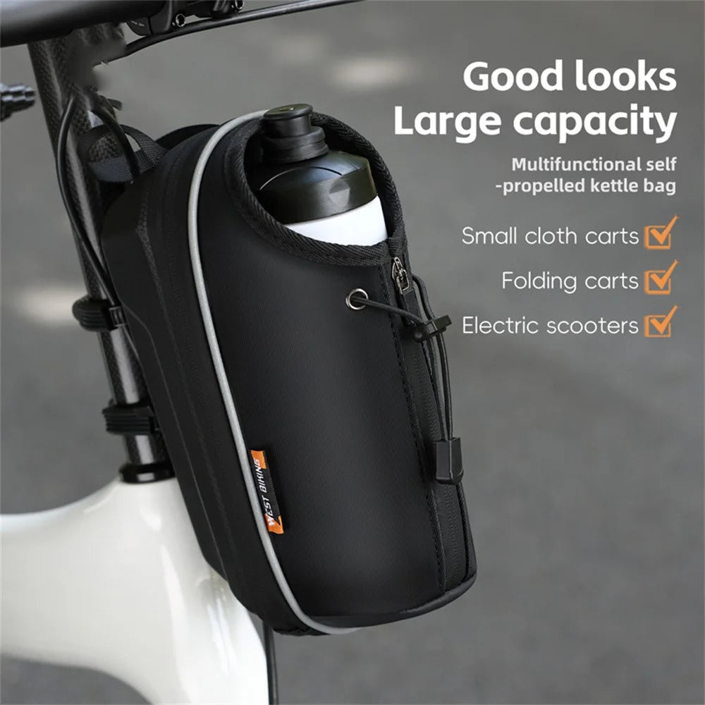 WEST BIKING YP0707410 Foldable Bike Water Bottle Bag for Bicycle Scooter Quick Release Front Tube Storage Pouch - 3