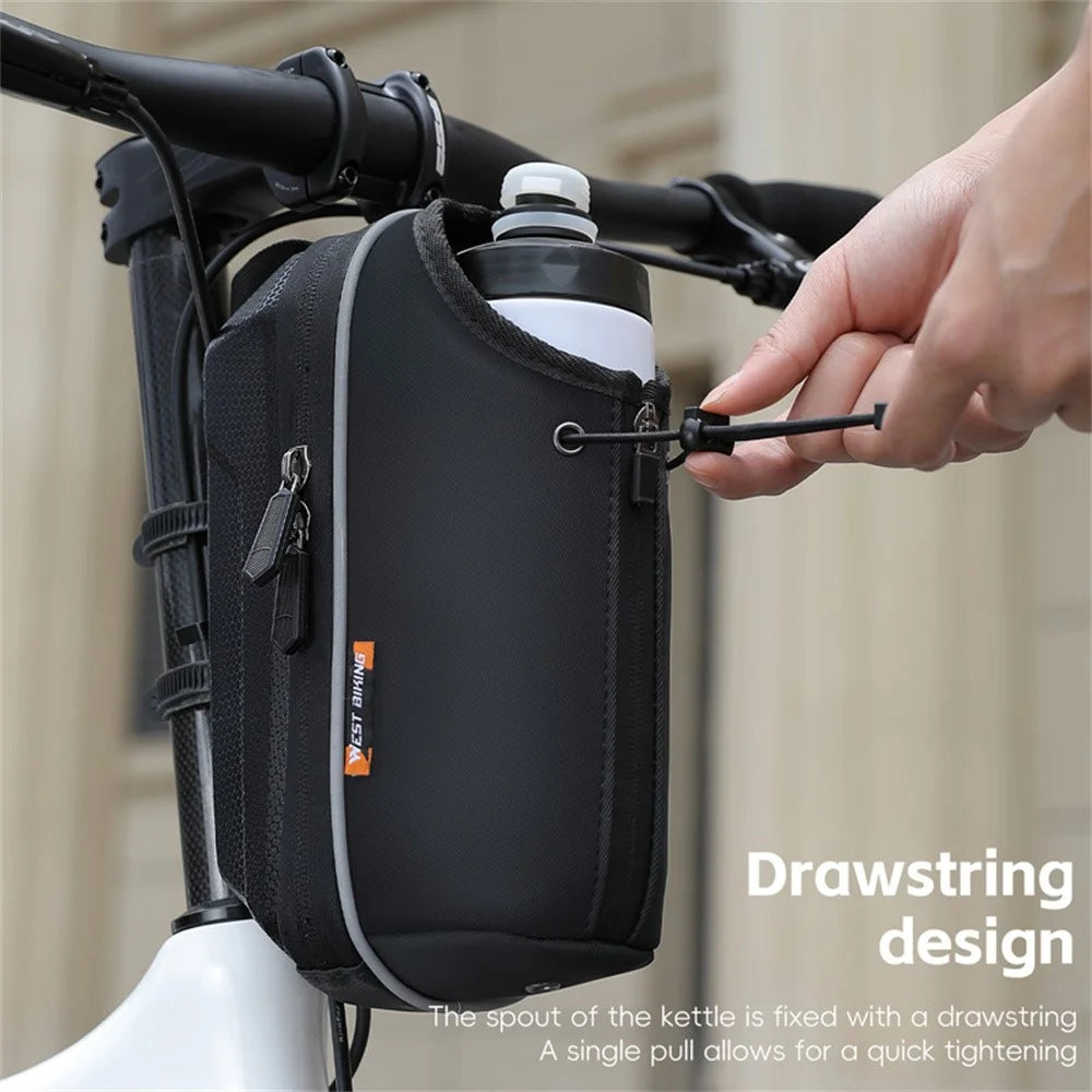WEST BIKING YP0707410 Foldable Bike Water Bottle Bag for Bicycle Scooter Quick Release Front Tube Storage Pouch - 5