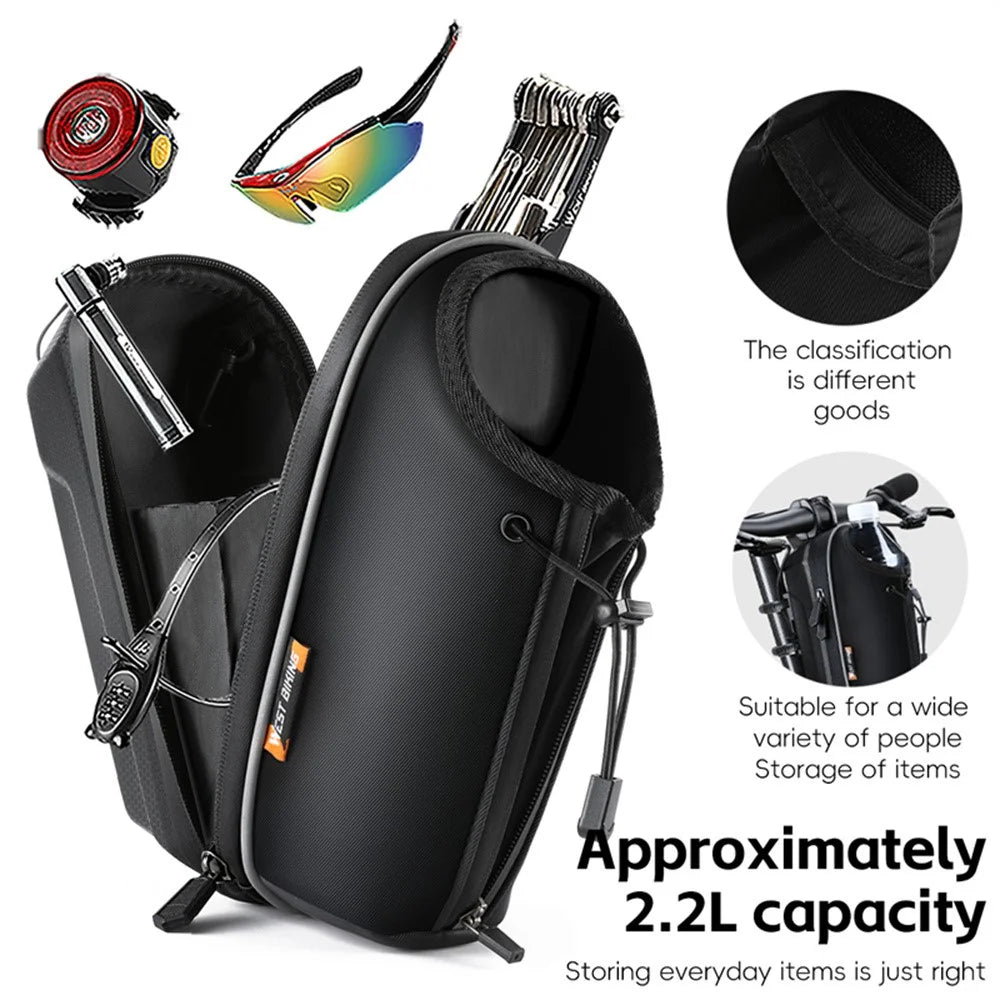 WEST BIKING YP0707410 Foldable Bike Water Bottle Bag for Bicycle Scooter Quick Release Front Tube Storage Pouch - 6