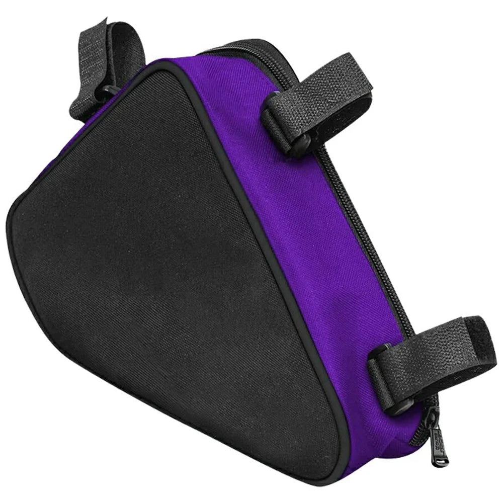 YF-CB003 Bike Frame Triangle Bag for Mountain Bicycle Waterproof Cycling Top Tube Pack, 28 x 18 x 5cm - Dark Purple - 1