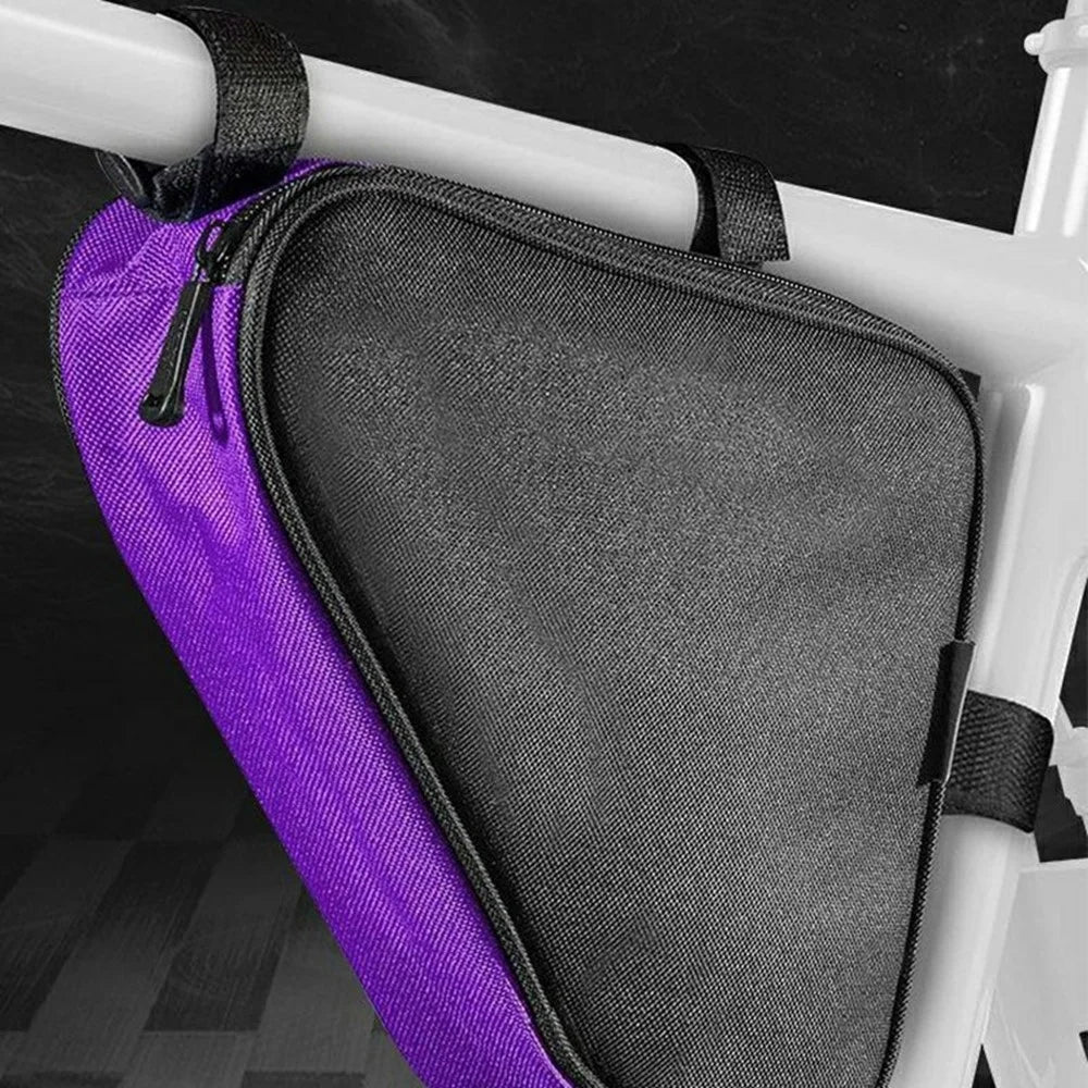 YF-CB003 Bike Frame Triangle Bag for Mountain Bicycle Waterproof Cycling Top Tube Pack, 28 x 18 x 5cm - Dark Purple - 2