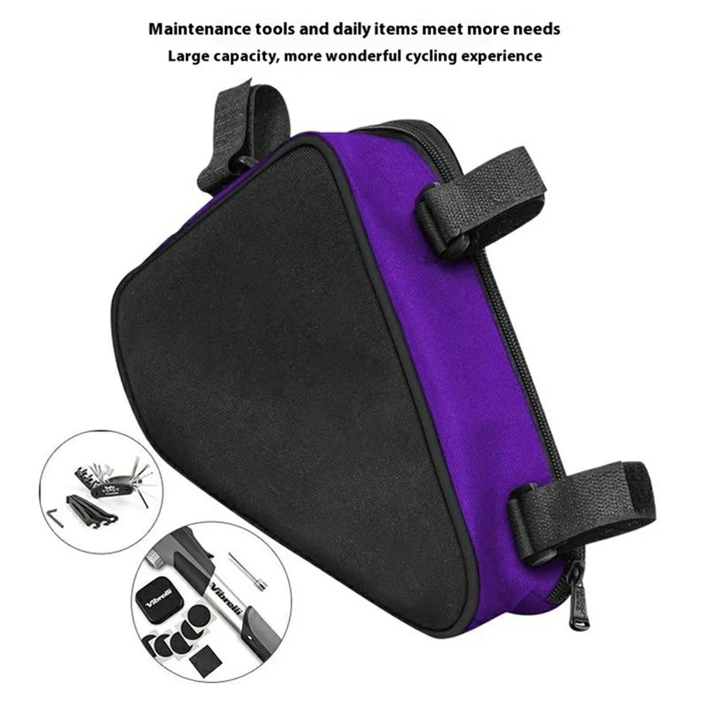 YF-CB003 Bike Frame Triangle Bag for Mountain Bicycle Waterproof Cycling Top Tube Pack, 28 x 18 x 5cm - Dark Purple - 3