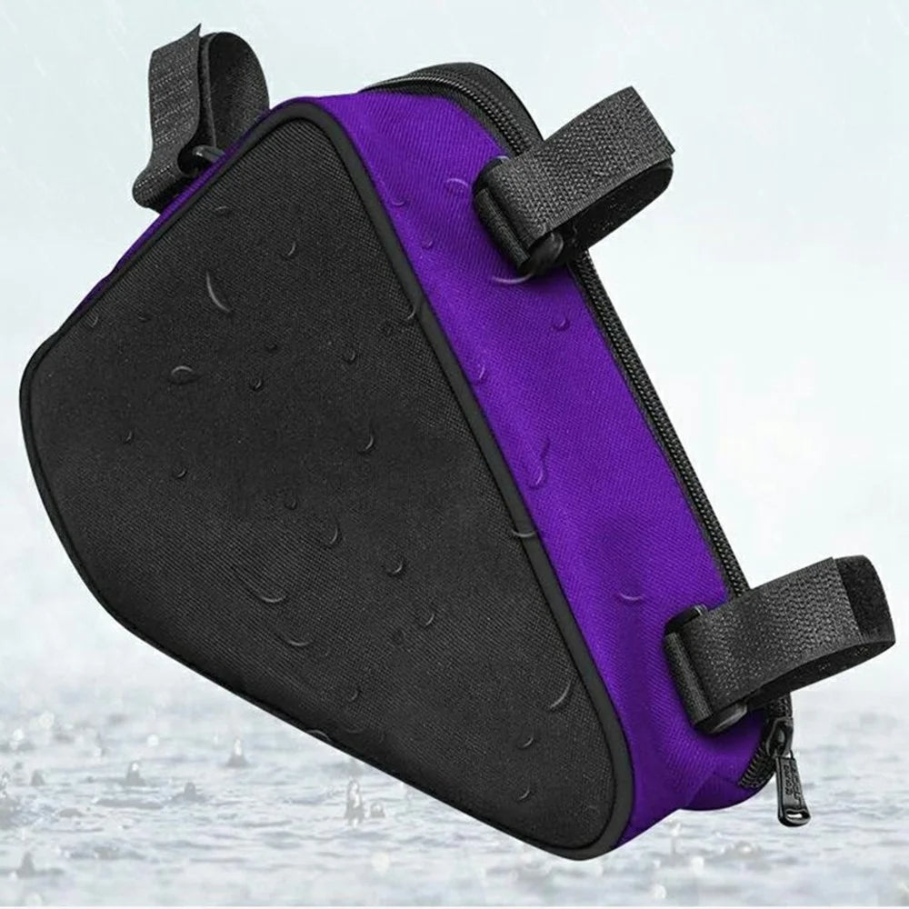 YF-CB003 Bike Frame Triangle Bag for Mountain Bicycle Waterproof Cycling Top Tube Pack, 28 x 18 x 5cm - Dark Purple - 4