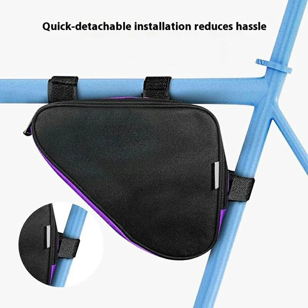 YF-CB003 Bike Frame Triangle Bag for Mountain Bicycle Waterproof Cycling Top Tube Pack, 28 x 18 x 5cm - Dark Purple - 5