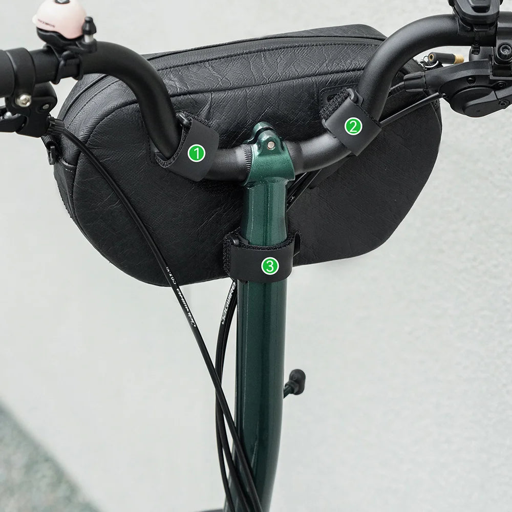 ROCKBROS Bike Handlebar Bag 2.5L Waterproof Bicycle Front Bag Shoulder Bag Storage Pouch - Black-Green - 5