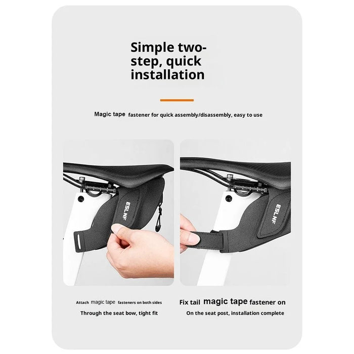 ESLNF 0.25L Mini Saddle Bag TPU Waterproof Wrap Around Strap Portable Bicycle Saddle Bag - Black - 6
