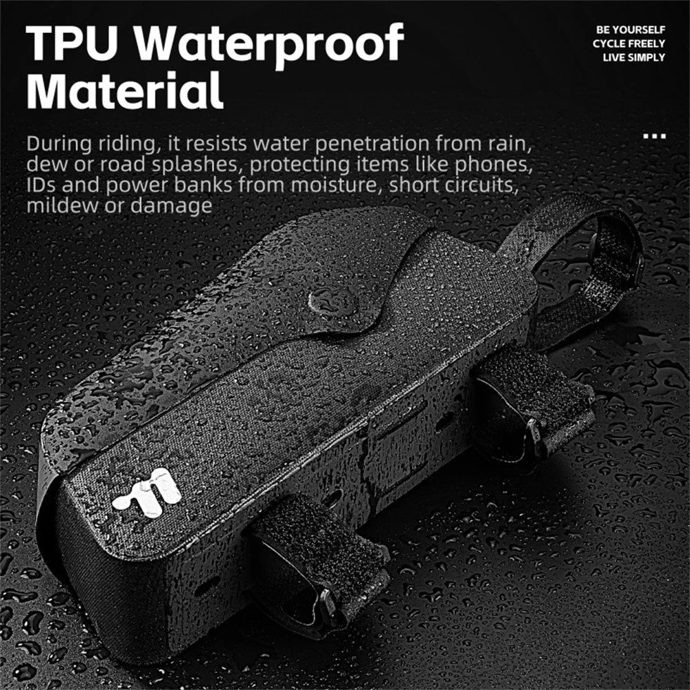 WEST BIKING YP0707424 TPU Waterproof Mountain Bike Top Tube Bag Magnetic Flip Cycling Front Tube Bag - Black - 6