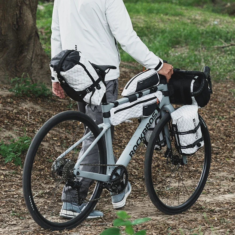 QUNATRUE 6L Bikepacking Handlebar Bag Waterproof Compression Sack for Road / Mountain Bike, 18 x 13 x 45cm - White - 3