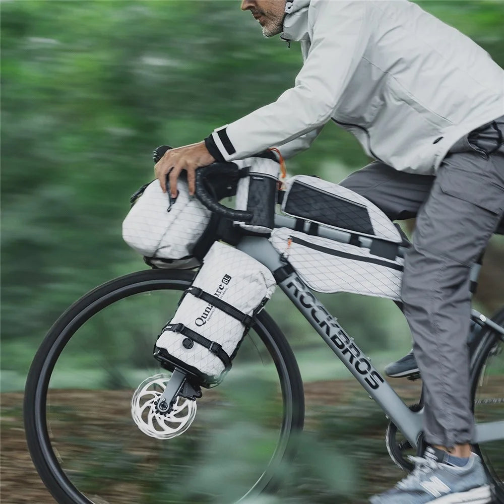 QUNATRUE 6L Bikepacking Handlebar Bag Waterproof Compression Sack for Road / Mountain Bike, 18 x 13 x 45cm - White - 4