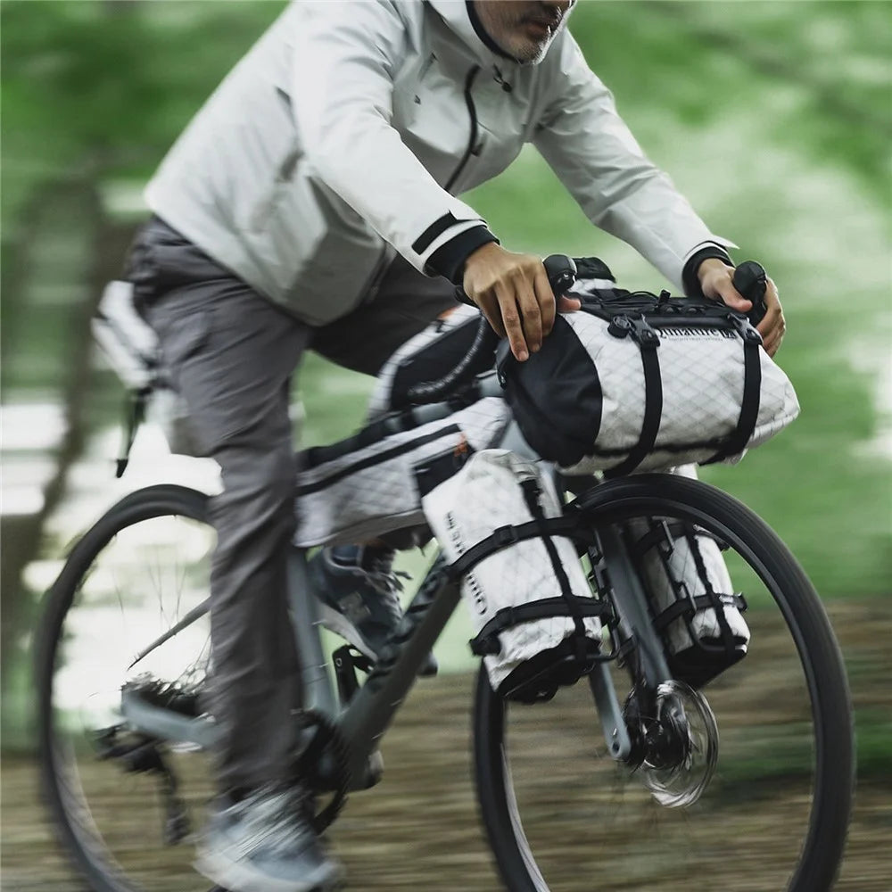 QUNATRUE 6L Bikepacking Handlebar Bag Waterproof Compression Sack for Road / Mountain Bike, 18 x 13 x 45cm - White - 5