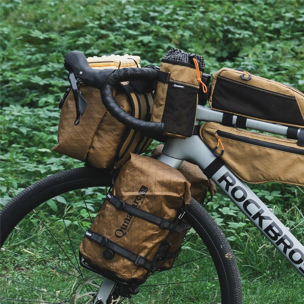 QUNATRUE 12L Bikepacking Handlebar Bag Waterproof Compression Sack for Road / Mountain Bike, 23 x 18 x 54cm - Khaki - 3