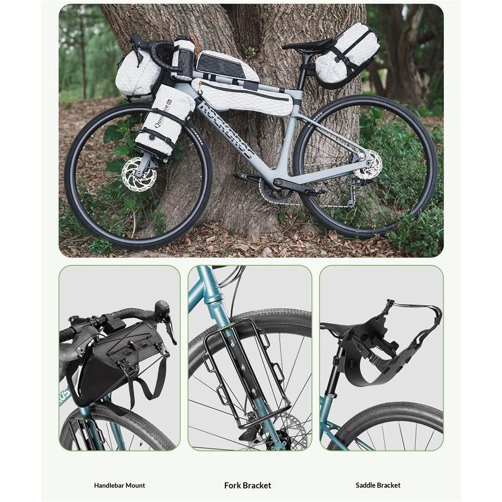 QUNATRUE 12L Bikepacking Handlebar Bag Waterproof Compression Sack for Road / Mountain Bike, 23 x 18 x 54cm - Khaki - 5