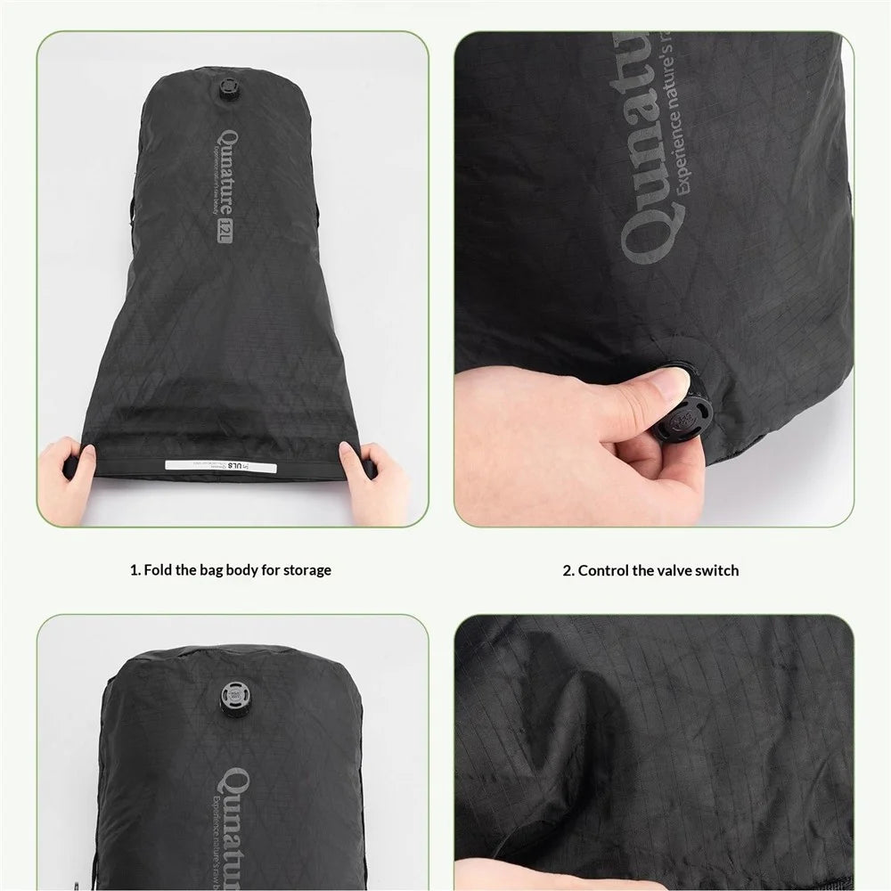 QUNATRUE 12L Bikepacking Handlebar Bag Waterproof Compression Sack for Road / Mountain Bike, 23 x 18 x 54cm - Khaki - 7