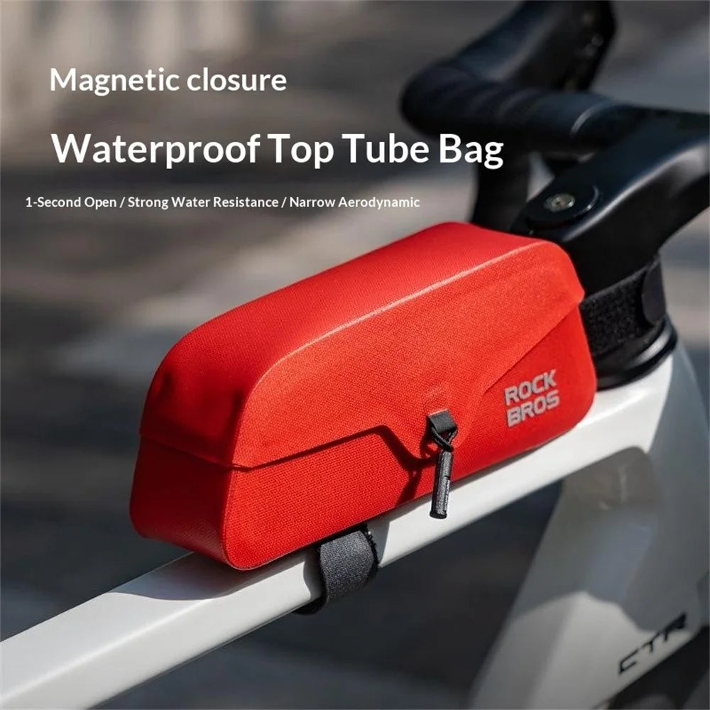 ROCKBROS 30120122 AS-133 Size S Bicycle Front Frame Bag Magnetic Flip Cover Waterproof Top Tube Bag for Road Mountain Bike - Blue - 2