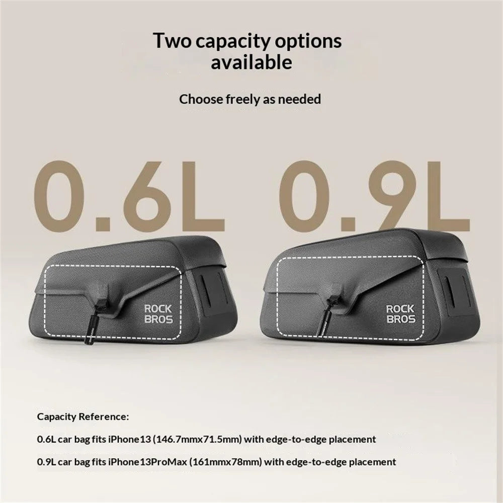 ROCKBROS 30120122 AS-133 0.6L Magnetic Bike Bag Waterproof Front Top Tube Bag for Road Mountain Bikes - Black - 6