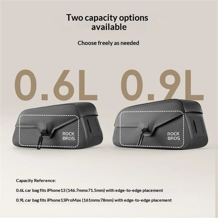 ROCKBROS 30120122 AS-133 0.6L Magnetic Bike Bag Waterproof Front Top Tube Bag for Road Mountain Bikes - Black - 6