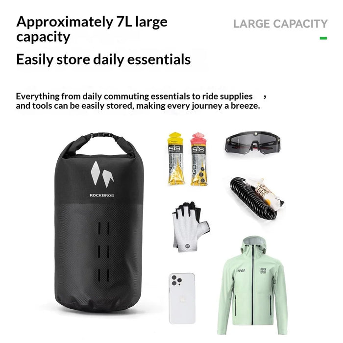 ROCKBROS 30140117 A19 30140117001 7L Large Capacity Bicycle Front Fork Rack Bag Waterproof Cycling Storage Bag - Black - 4