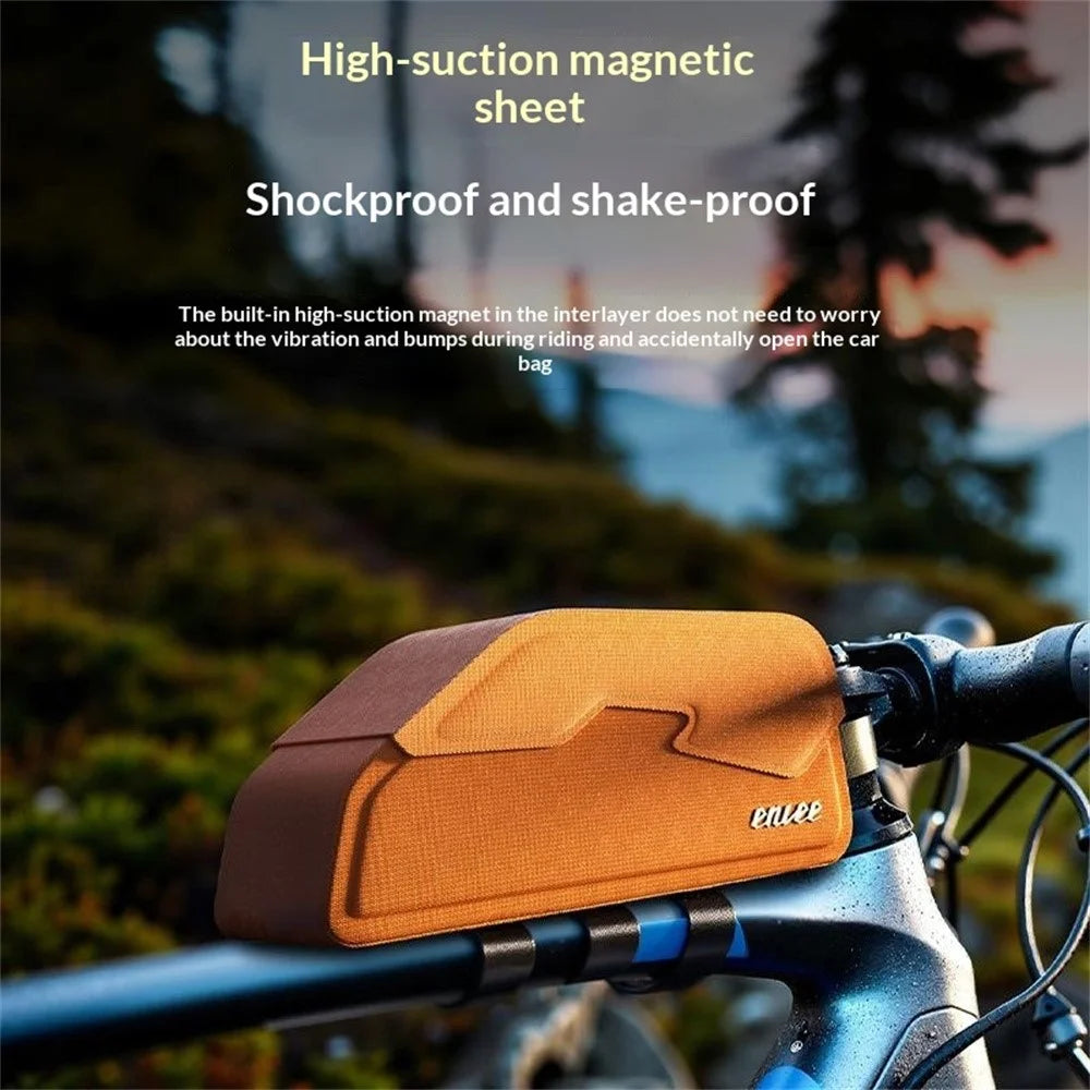ENLEE EGO3 Top Tube Bike Bag with Magnetic Flip Cover Waterproof Saddle Pouch for Road / Mountain Bikes - Orange - 2