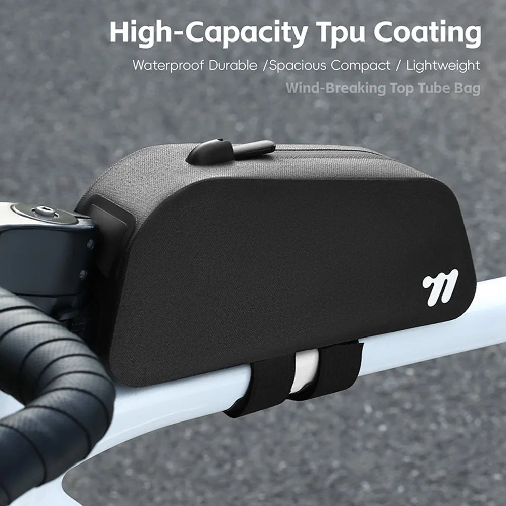 WEST BIKING YP0707425 Bicycle Front Frame Bag TPU Waterproof Cycling Storage Bag for Mountain Road Bike - Black - 3