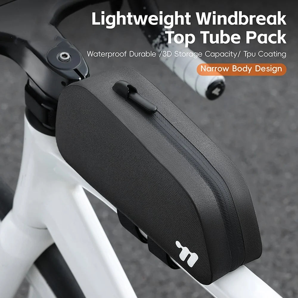 WEST BIKING YP0707425 Bicycle Front Frame Bag TPU Waterproof Cycling Storage Bag for Mountain Road Bike - Black - 4