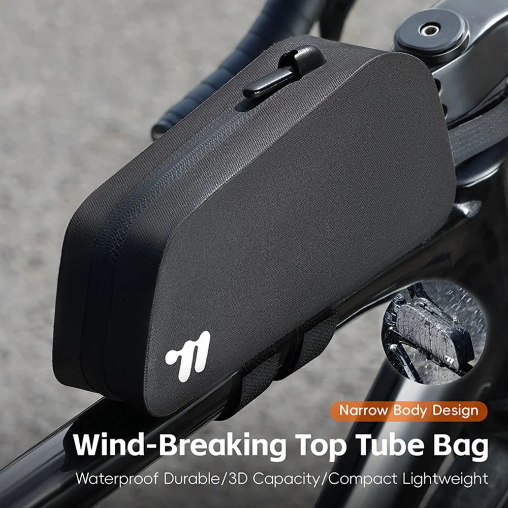 WEST BIKING YP0707425 Bicycle Front Frame Bag TPU Waterproof Cycling Storage Bag for Mountain Road Bike - Black - 5