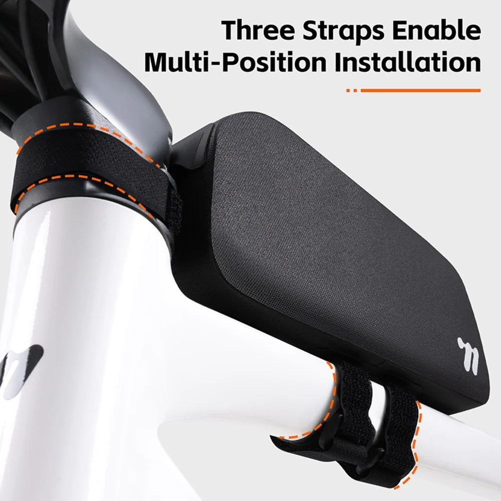 WEST BIKING YP0707425 Bicycle Front Frame Bag TPU Waterproof Cycling Storage Bag for Mountain Road Bike - Black - 7