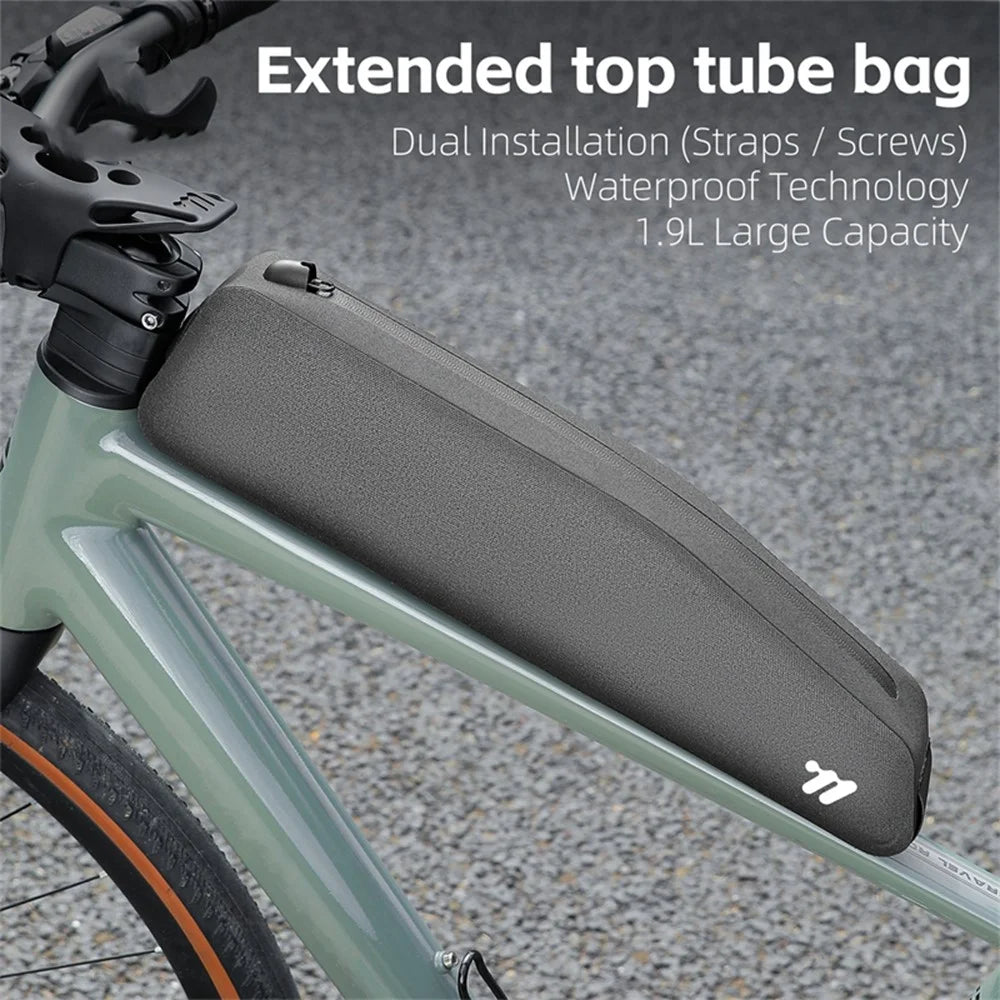WEST BIKING YP0707426 For Bicycle Top Tube Bag Waterproof Extended TPU Road Bike Frame Bag - Black - 6
