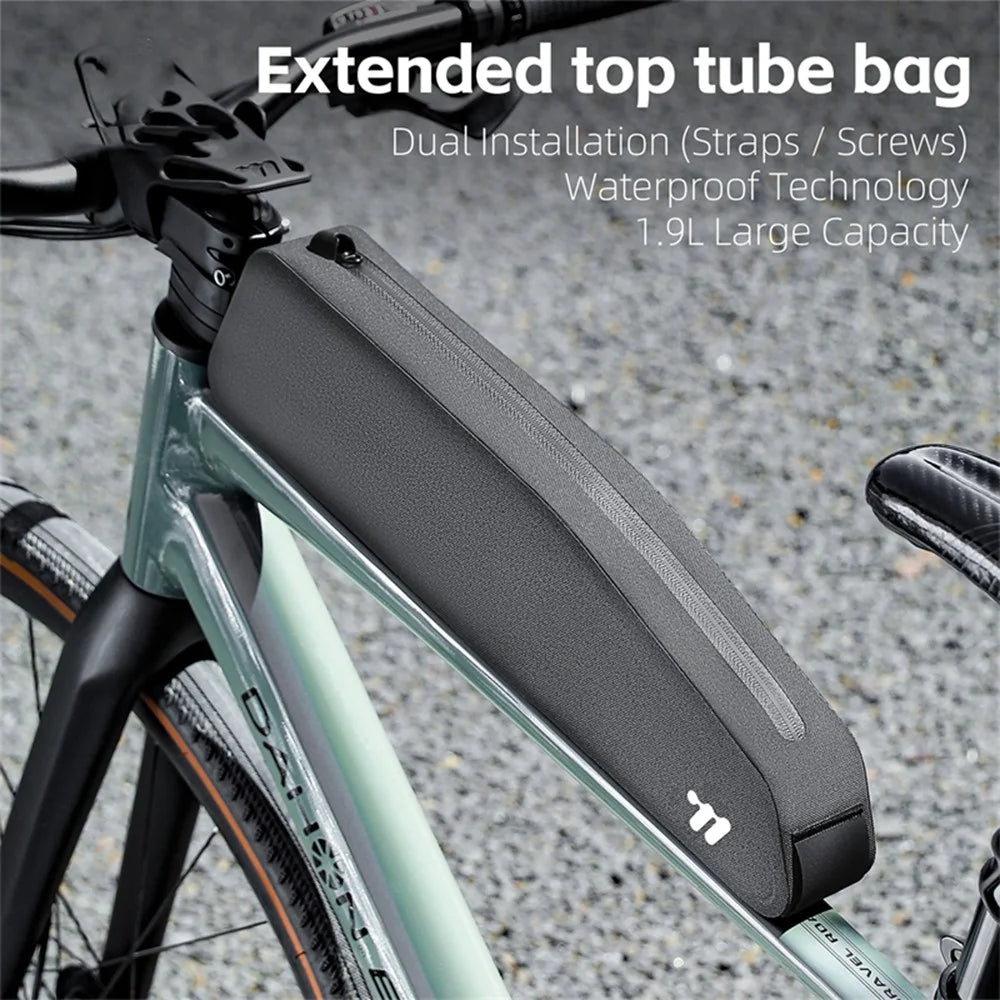 WEST BIKING YP0707426 For Bicycle Top Tube Bag Waterproof Extended TPU Road Bike Frame Bag - Black - 7