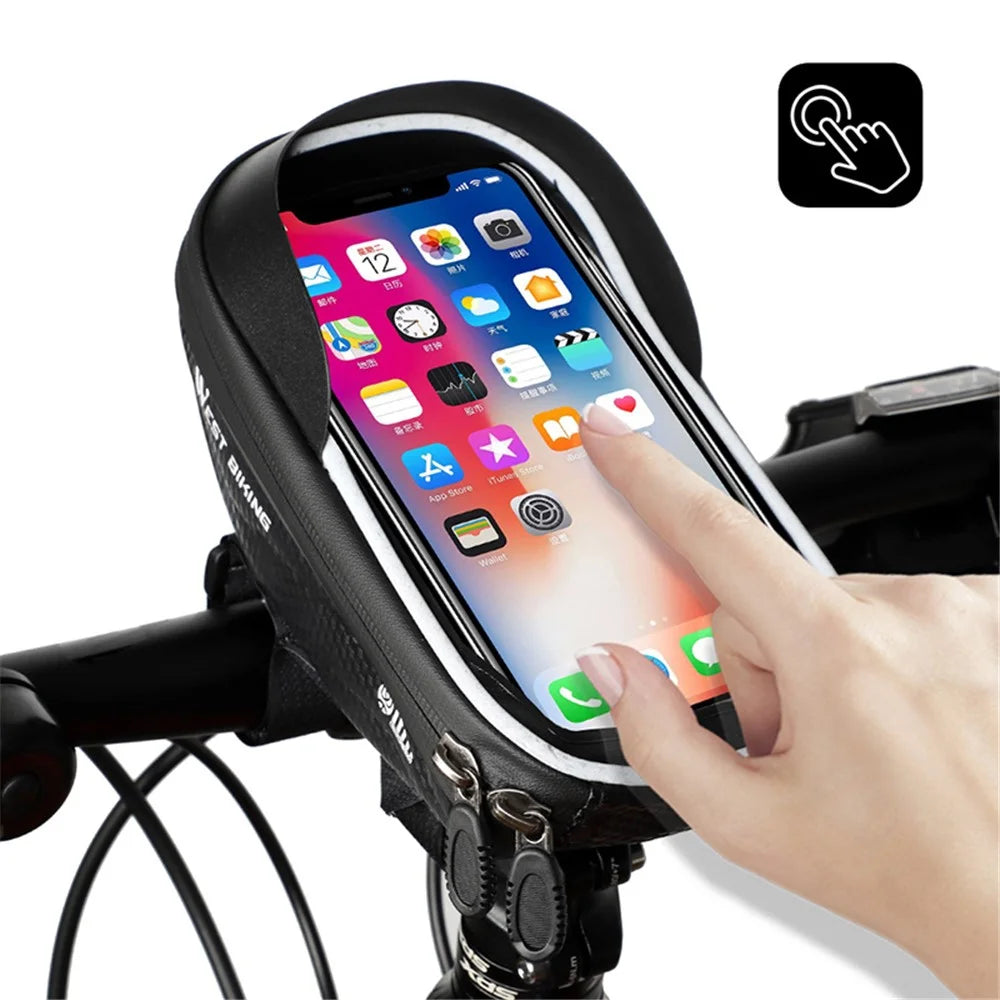 WEST BIKING Bike Bicycle Bag Waterproof Bike Phone Mount Bag Front Frame Top Tube Handlebar Bag with Touch Screen Holder Case for Phones - 1