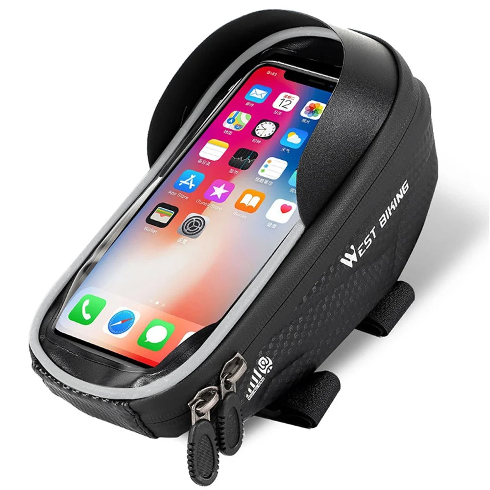 WEST BIKING Bike Bicycle Bag Waterproof Bike Phone Mount Bag Front Frame Top Tube Handlebar Bag with Touch Screen Holder Case for Phones - 2