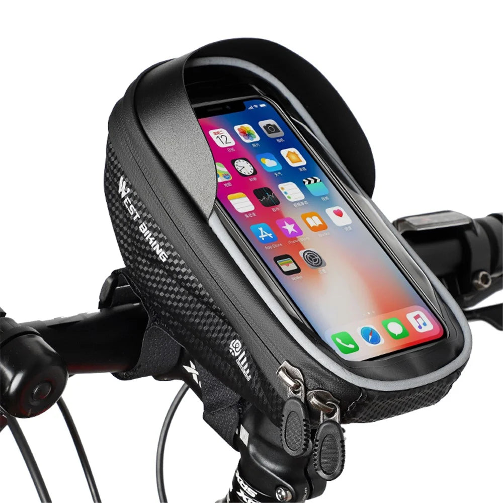 WEST BIKING Bike Bicycle Bag Waterproof Bike Phone Mount Bag Front Frame Top Tube Handlebar Bag with Touch Screen Holder Case for Phones - 4