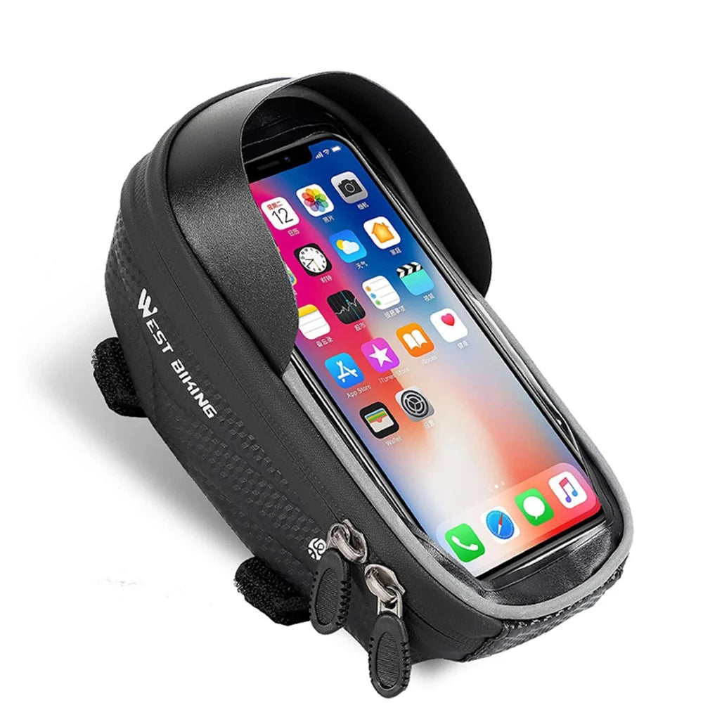 WEST BIKING Bike Bicycle Bag Waterproof Bike Phone Mount Bag Front Frame Top Tube Handlebar Bag with Touch Screen Holder Case for Phones - 5