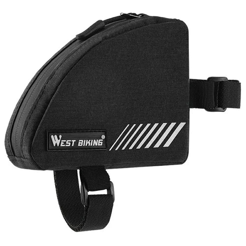 WEST BIKING YP0707430 Bike Top Tube Bag 0.4L Capacity Triangle Storage Bag Quick Access with Reflective Strips for Mountain Road Bicycle - Black - 1