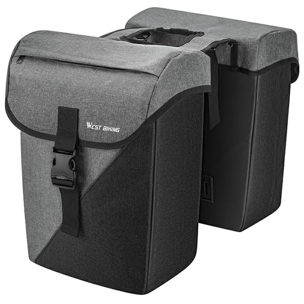 WEST BIKING YP0707427 Dual Rear Rack Bag 32L Bike Pannier Bag for Mountain / Road Bicycle Luggage Carrier - Black  /  Grey - 1