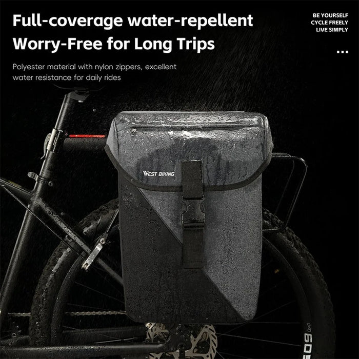 WEST BIKING YP0707427 Dual Rear Rack Bag 32L Bike Pannier Bag for Mountain / Road Bicycle Luggage Carrier - Black  /  Grey - 2