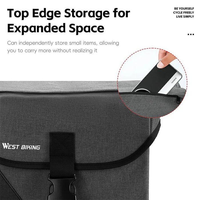 WEST BIKING YP0707427 Dual Rear Rack Bag 32L Bike Pannier Bag for Mountain / Road Bicycle Luggage Carrier - Black  /  Grey - 7