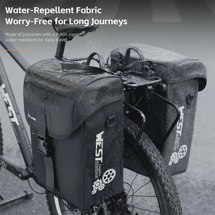 WEST BIKING YP0707428 Bicycle Pannier Bag 16L Rear Rack Pack Water Resistant for Cycling - Black  /  Grey - 4
