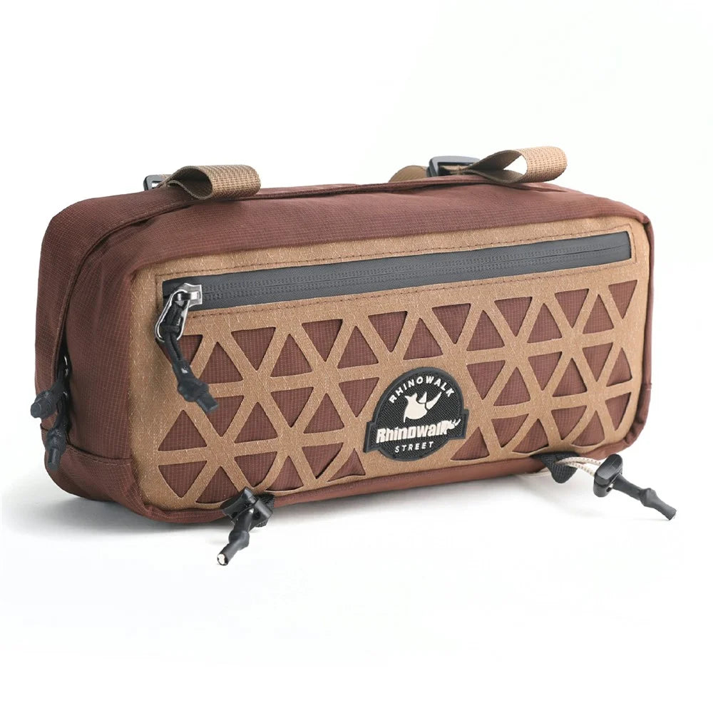 RHINOWALK BCT0209 Bicycle Front Handlebar Bag Cycling Storage Pouch Foldable Bike Head Pack for Outdoor - Brown - 1