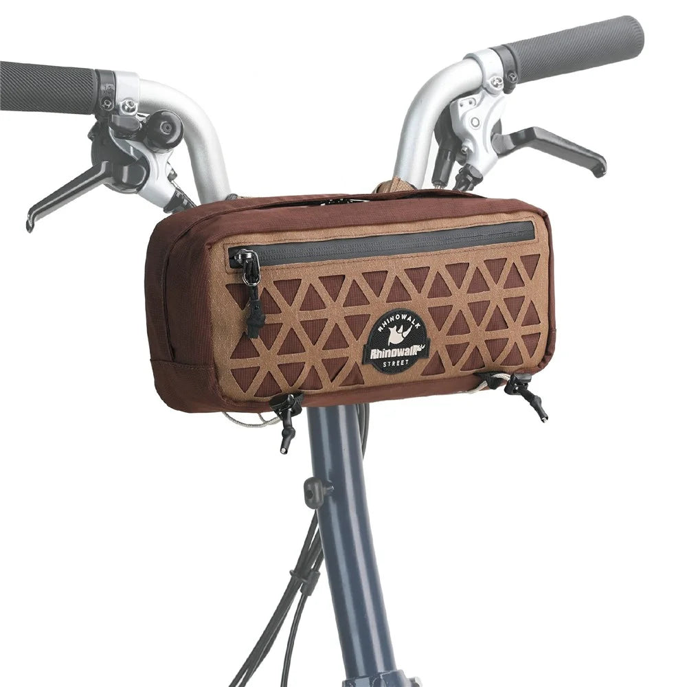 RHINOWALK BCT0209 Bicycle Front Handlebar Bag Cycling Storage Pouch Foldable Bike Head Pack for Outdoor - Brown - 2