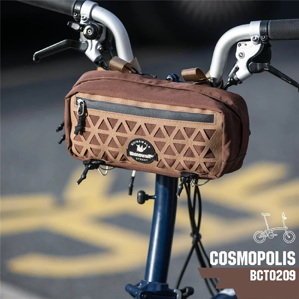 RHINOWALK BCT0209 Bicycle Front Handlebar Bag Cycling Storage Pouch Foldable Bike Head Pack for Outdoor - Brown - 3