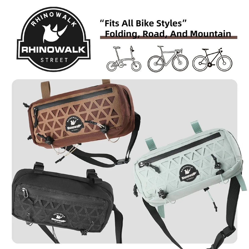 RHINOWALK BCT0209 Bicycle Front Handlebar Bag Cycling Storage Pouch Foldable Bike Head Pack for Outdoor - Brown - 5