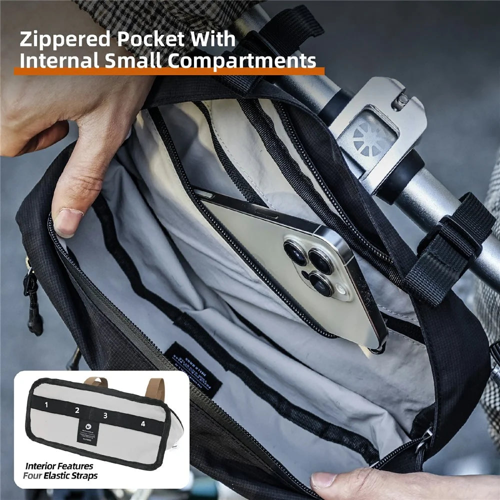 RHINOWALK BCT0209 Bicycle Front Handlebar Bag Cycling Storage Pouch Foldable Bike Head Pack for Outdoor - Brown - 7